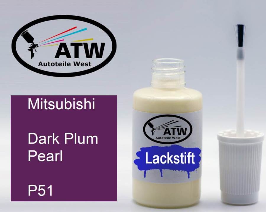 Mitsubishi, Dark Plum Pearl, P51: 20ml Lackstift, von ATW Autoteile West.